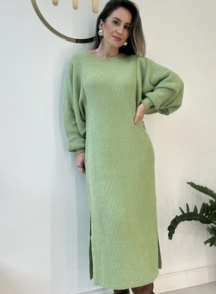 vestido tricot manga bufante bruna