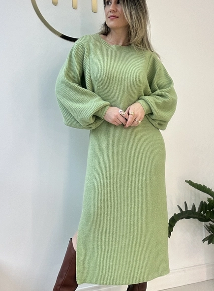 vestido tricot manga bufante bruna