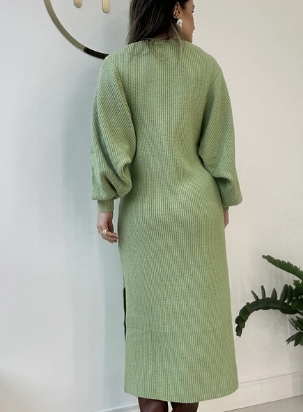 vestido tricot manga bufante bruna