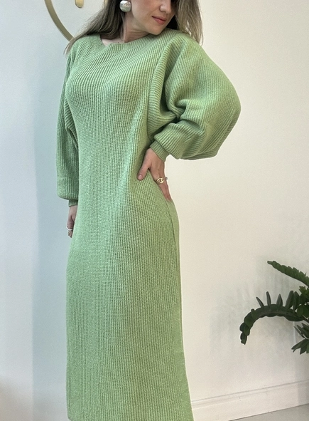 vestido tricot manga bufante bruna