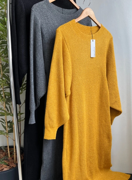 vestido tricot manga bufante bruna