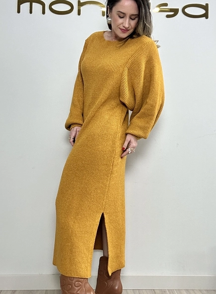 vestido tricot manga bufante bruna