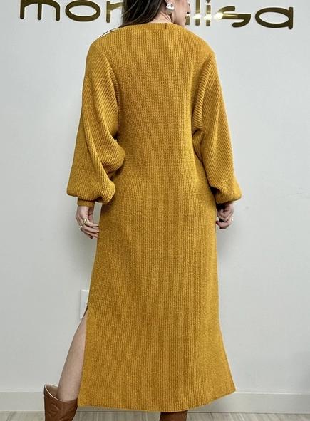vestido tricot manga bufante bruna