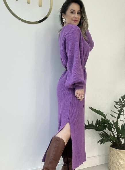 vestido tricot manga bufante bruna