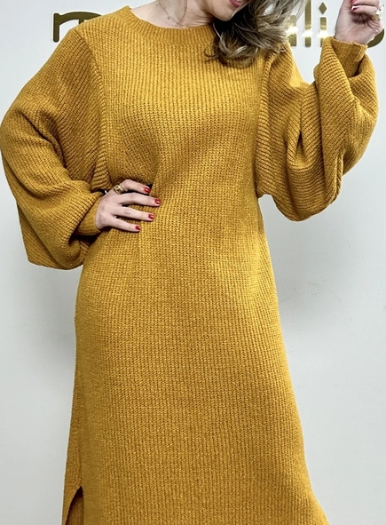 vestido tricot manga bufante bruna
