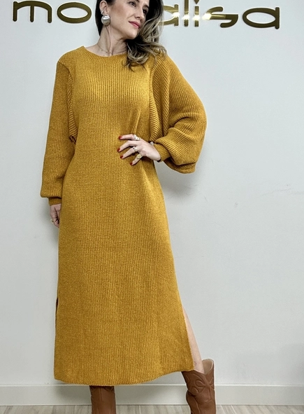 vestido tricot manga bufante bruna