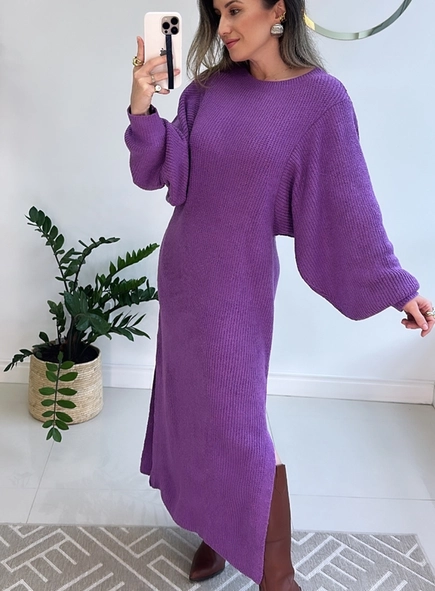 vestido tricot manga bufante bruna