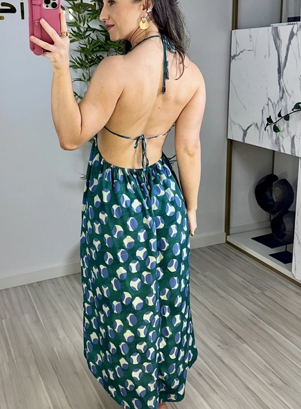vestido midi poa color animale jeans