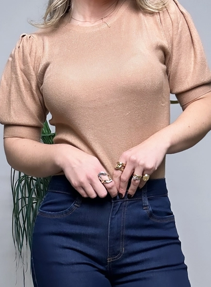 blusa modal com pregas no ombro