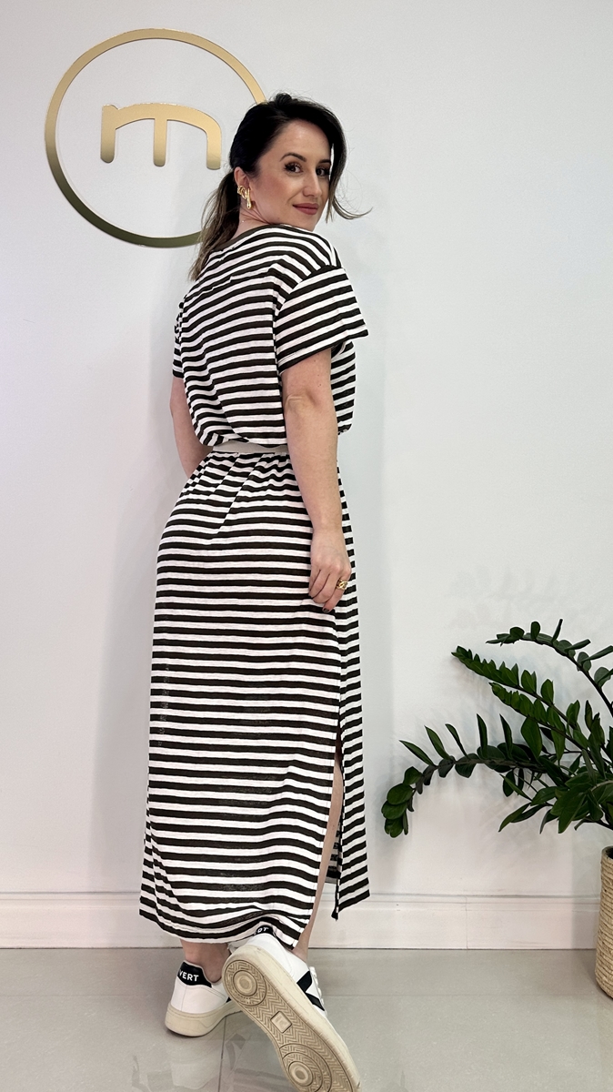 Vestido de malha com outlet listras
