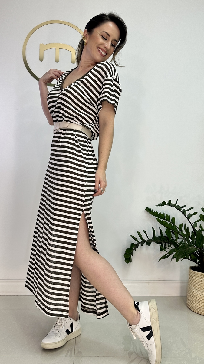 Vestido de shop listra de malha