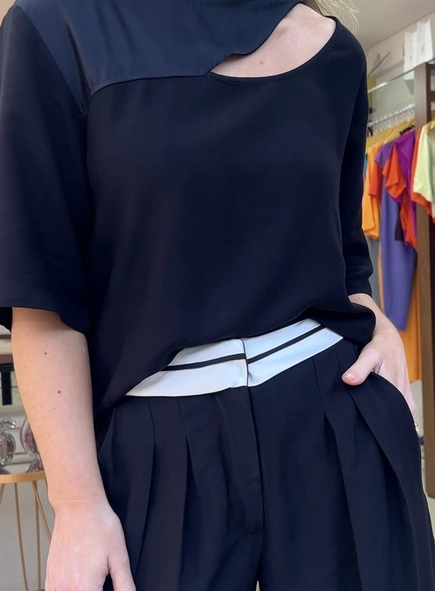 blusa forum crepe vazado