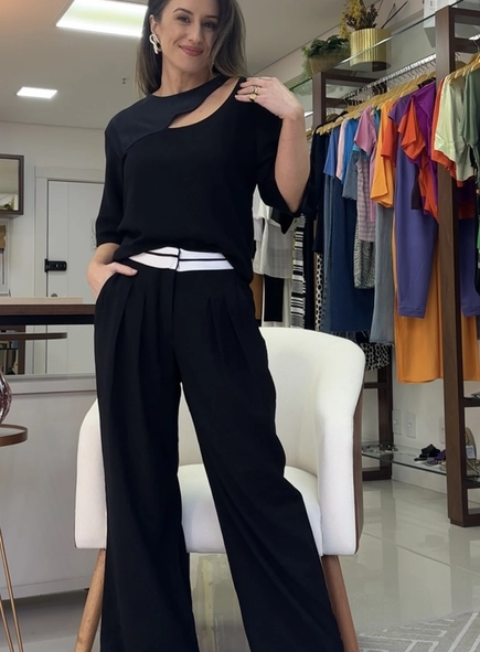 blusa forum crepe vazado