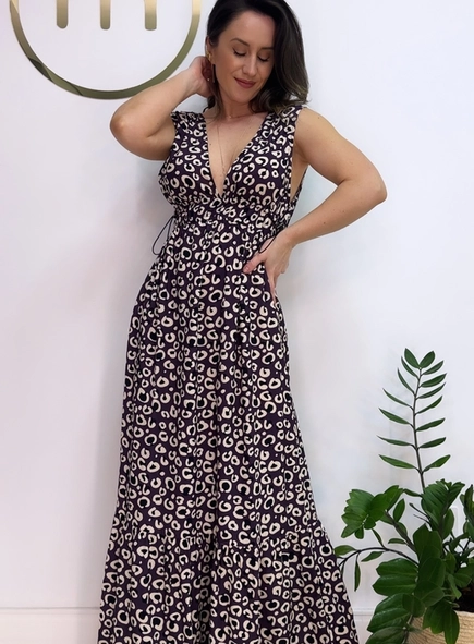 vestido longo onça animale jeans