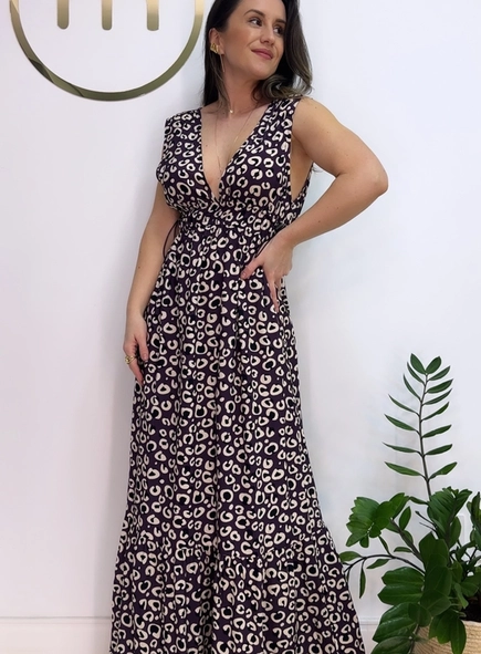 vestido longo onça animale jeans