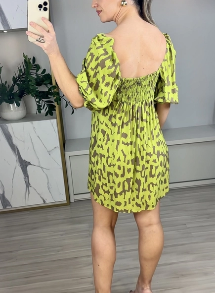 vestido curto onca ikate animale jeans