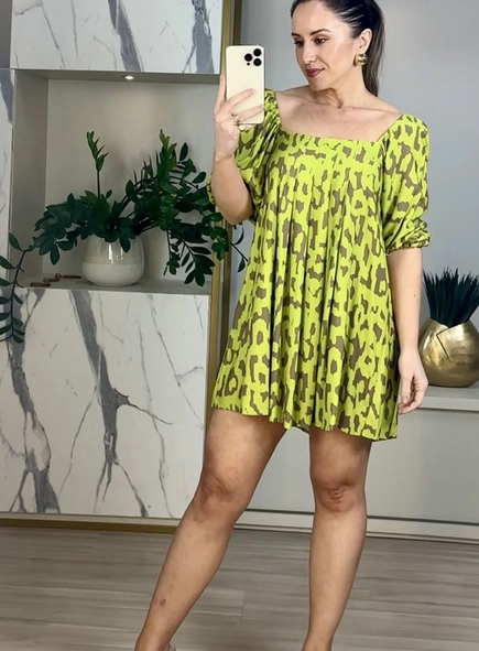 vestido curto onca ikate animale jeans