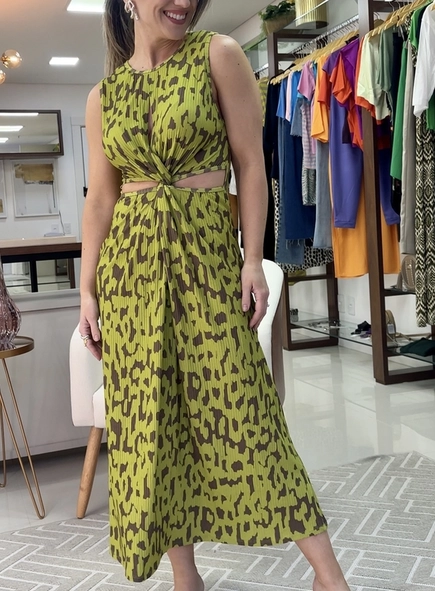 vestido midi canelado onca ikate animale jeans
