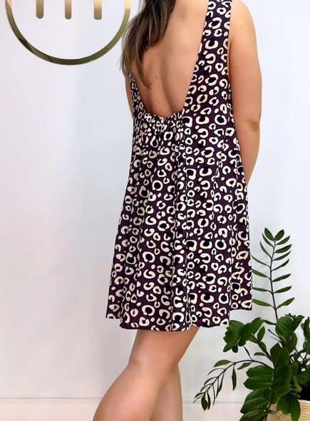 vestido curto viscose onça animale jeans