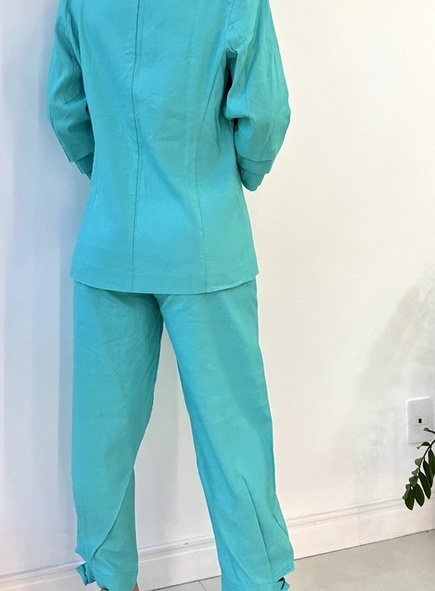 blazer linho meia manga open