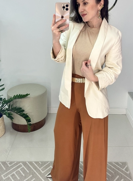 blazer linho meia manga open