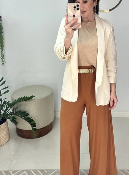 blazer linho meia manga open
