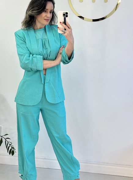 blazer linho meia manga open