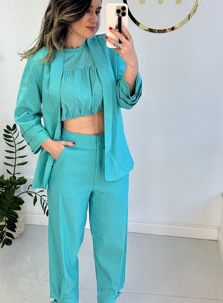 blazer linho meia manga open