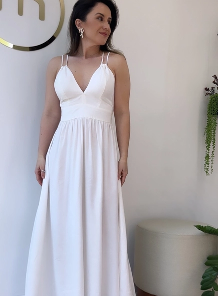 vestido forum midi linho