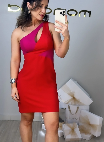 vestido forum curto bicolor