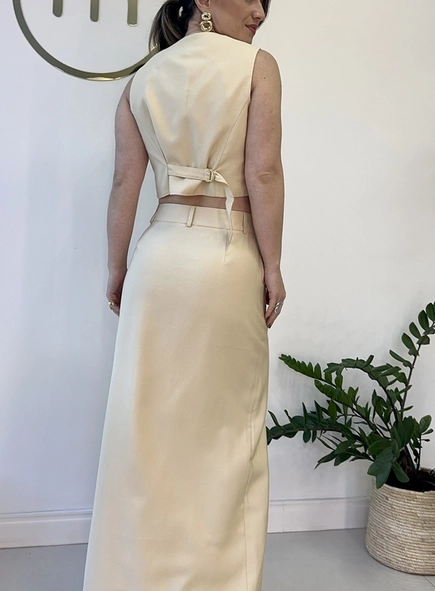 conjunto c/saia alfaiataria colete