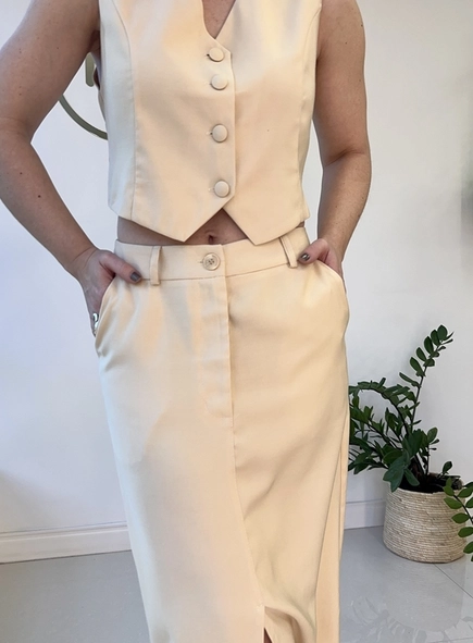 conjunto c/saia alfaiataria colete