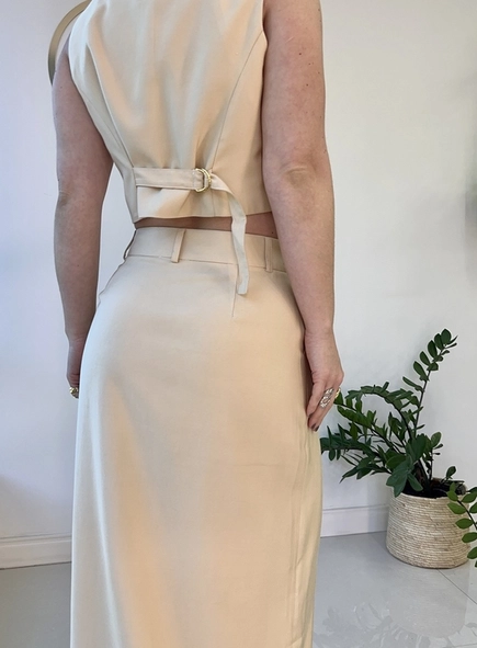 conjunto c/saia alfaiataria colete