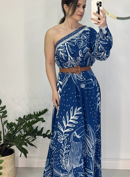vestido longo um ombro