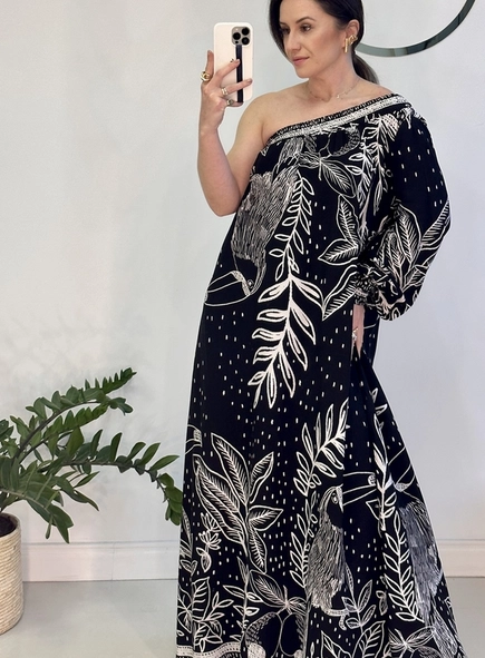 vestido longo um ombro