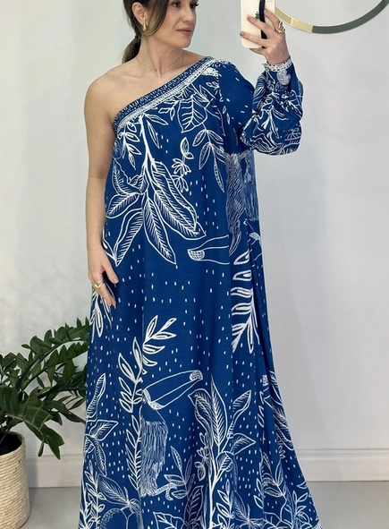 vestido longo um ombro