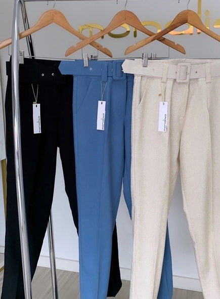 calça linho com cinto belga
