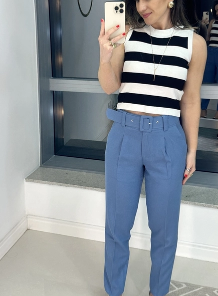 calça linho com cinto belga