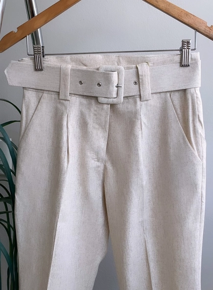 calça linho com cinto belga