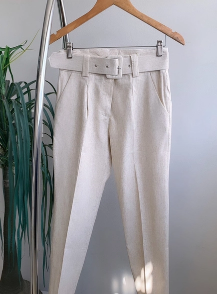 calça linho com cinto belga