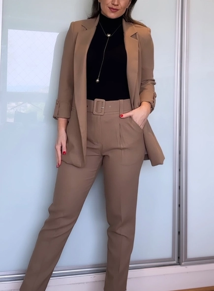 calça linho com cinto belga