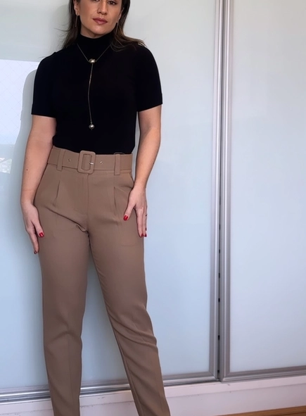 calça linho com cinto belga
