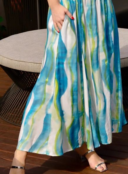 saia midi animale jeans listras ondas