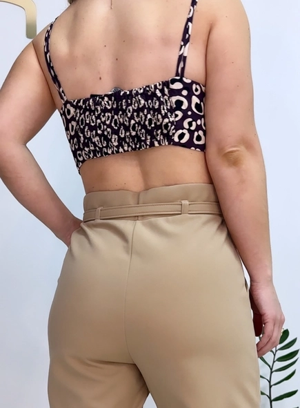 cropped onça animale jeans