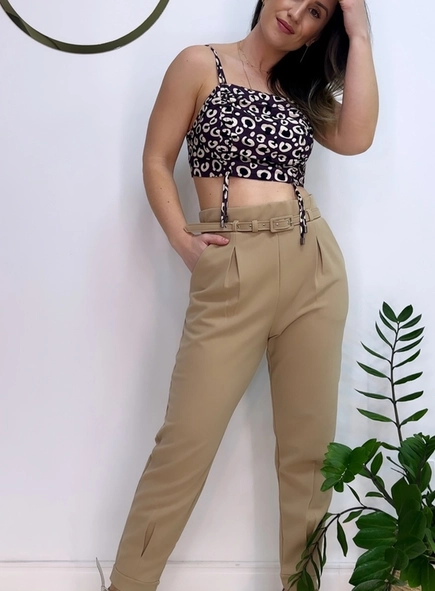 cropped onça animale jeans