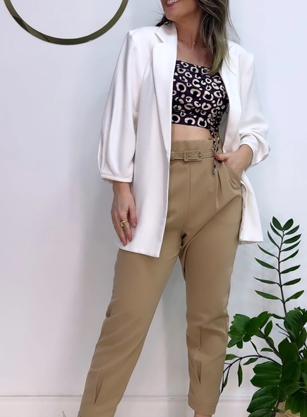 cropped onça animale jeans