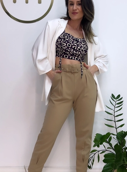 cropped onça animale jeans
