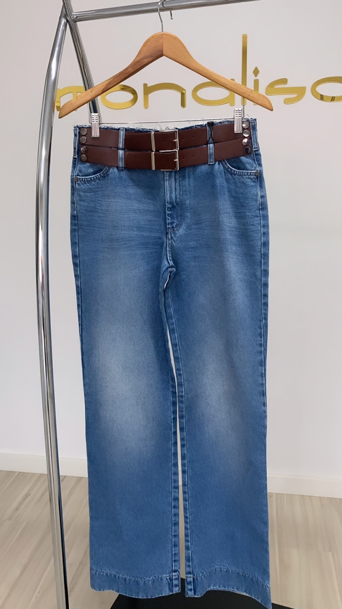 Calça best sale jeans couro