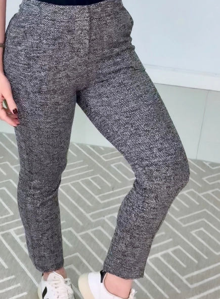 calça alfaiataria slim chevron borda barroca