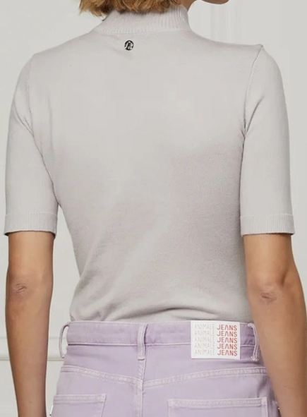 blusa trico gola animale jeans